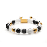 White rope Onyx, Howlite, Quartz, Zirconia Beads & 18K plated Beads