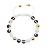 White rope Onyx, Howlite, Quartz, Zirconia Beads & 18K plated Beads