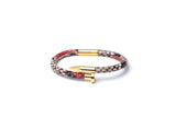 Python Nail Leather Bracelet Red/Grey