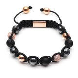 Rose Gold, Black onyx and Hematite Stone Bracelet