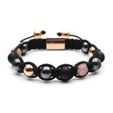 Rose Gold, Black onyx and Hematite Stone Bracelet