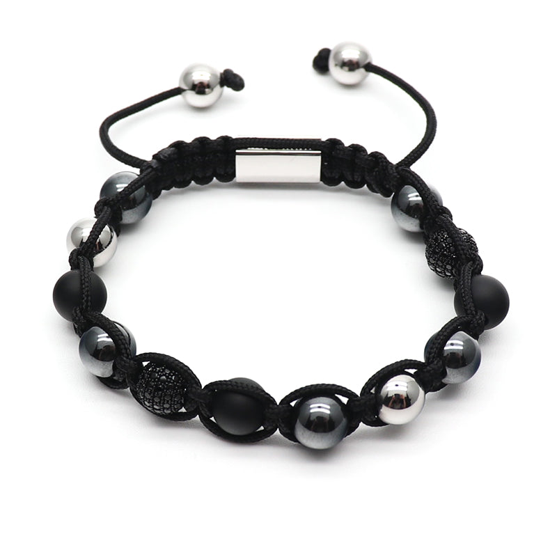 Black & Silver Rope Stone Bracelet
