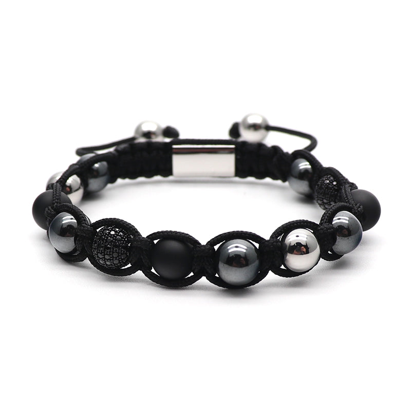 Black & Silver Rope Stone Bracelet
