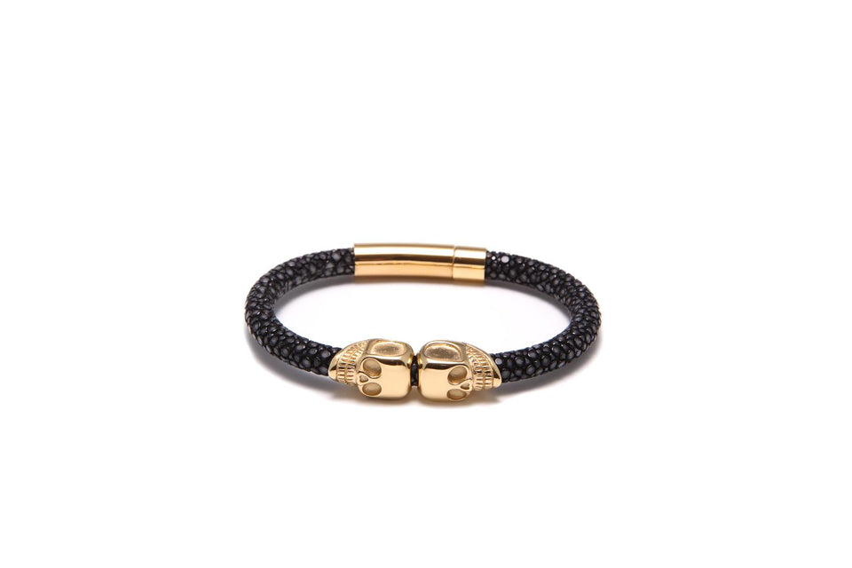 Skull Black Stingray Leather Bracelet
